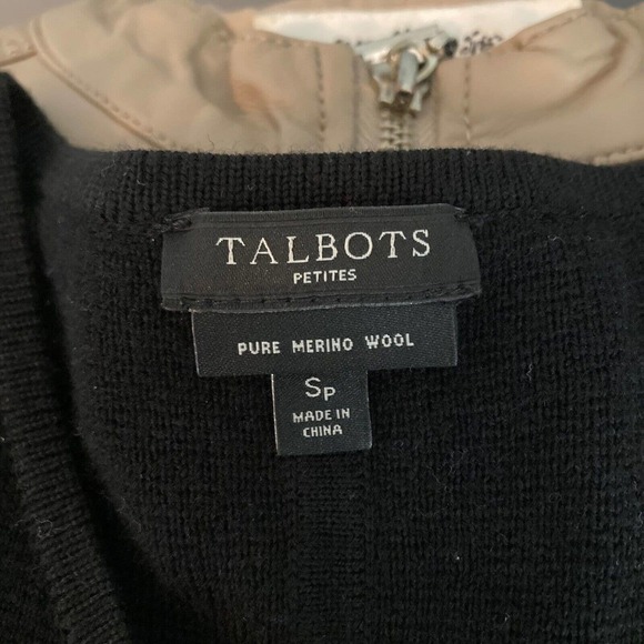 Talbots Petite Dress Womens Sz SP Black Merino Wool Front Zipper Sweater - Picture 6 of 10